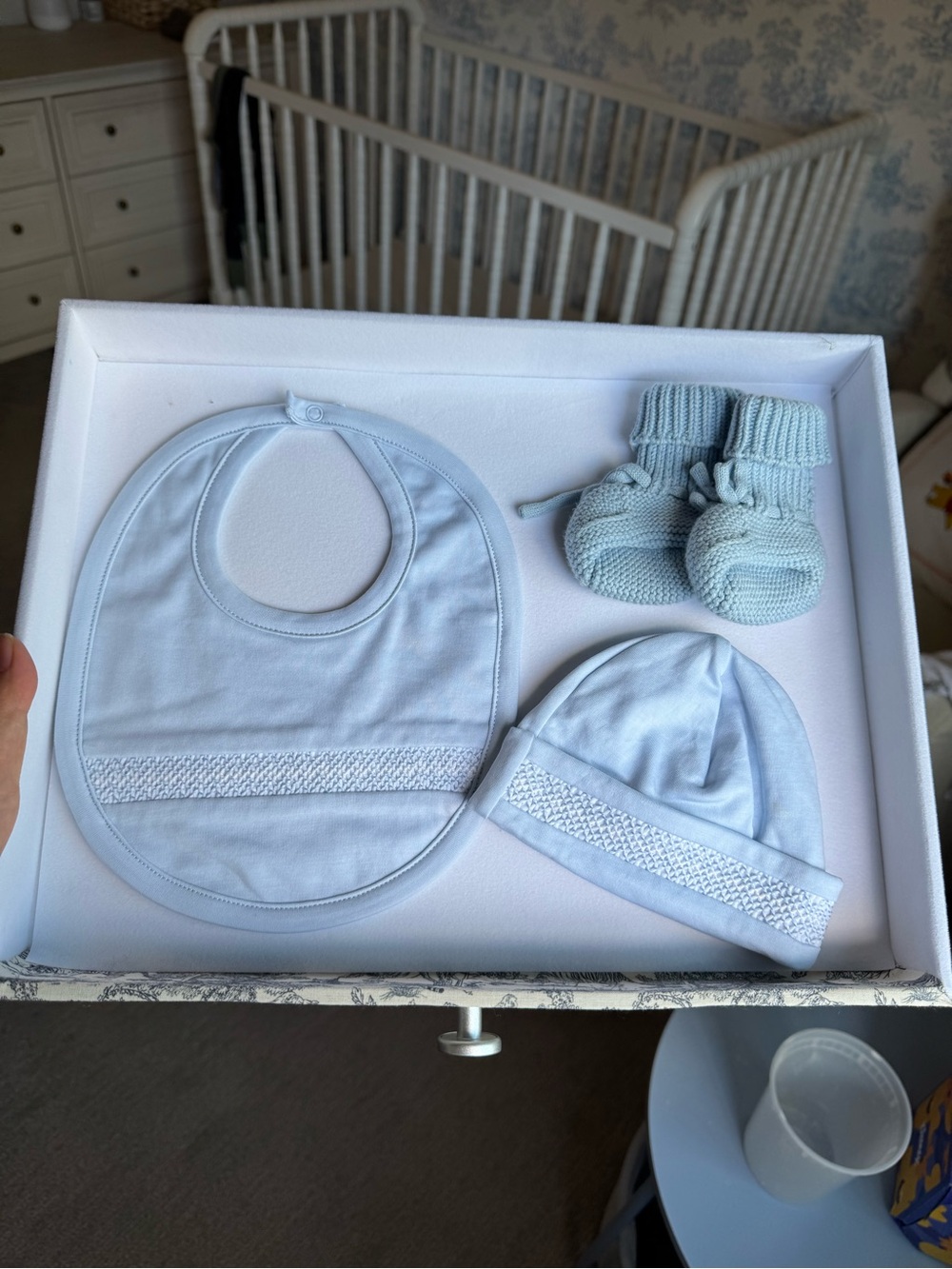 Kissy Kissy newborn bundle hat, bibs, booties